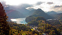 Blick vom Schloss Neuschwanstein ins Tal
