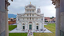 Blick aus dem Baptisterium auf den Dom zu Pisa